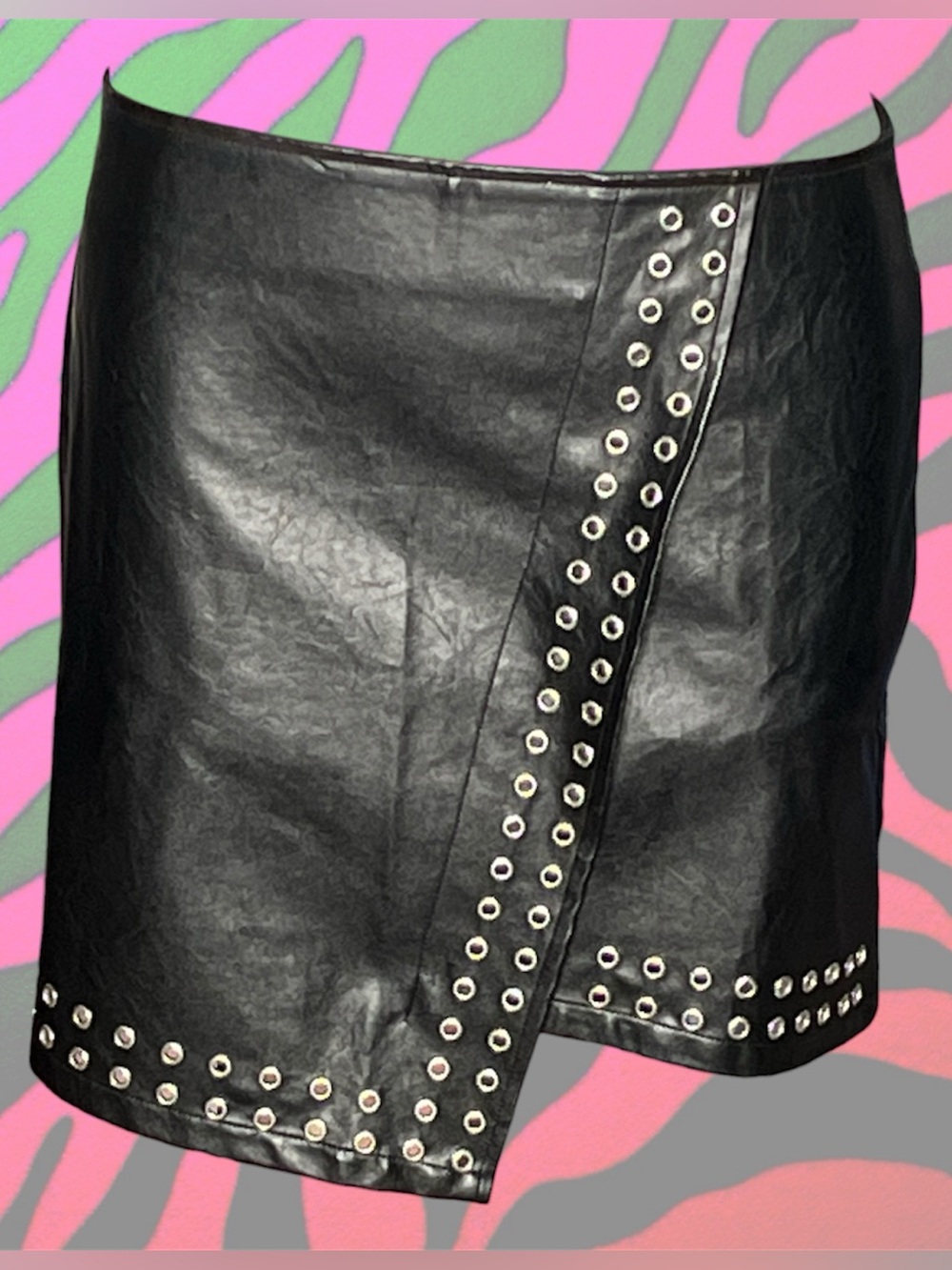heavy metal rocker grommeted asymmetrical skirt